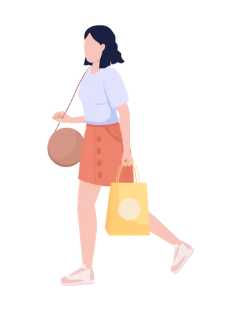 Woman Doing Grocery Shopping Illustration
