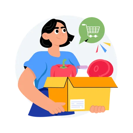 Woman doing Grocery Shopping  Illustration