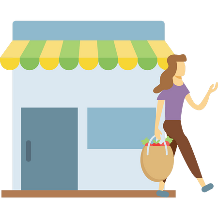 Woman doing grocery shopping  Illustration