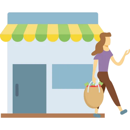 Woman doing grocery shopping  Illustration