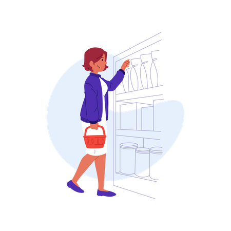 Woman doing grocery shopping  Illustration