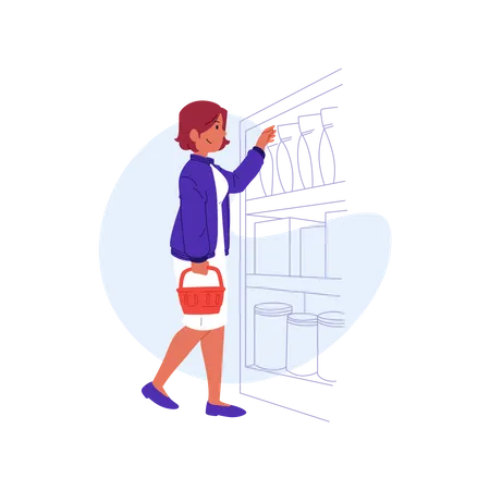 Woman doing grocery shopping  Illustration