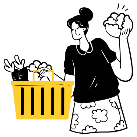 Woman doing grocery shopping  Illustration