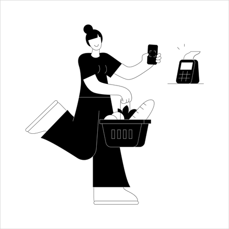 Woman doing grocery shopping  Illustration