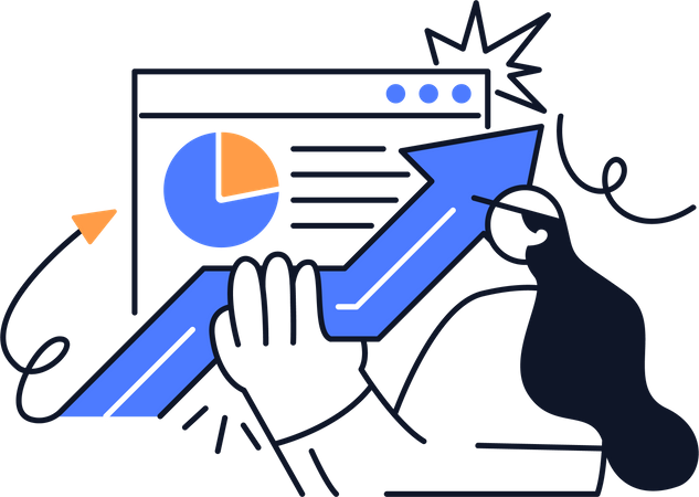 Woman doing growth analysis  Illustration