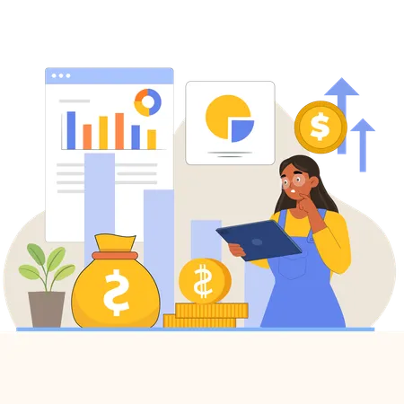 Woman doing growth analysis  Illustration