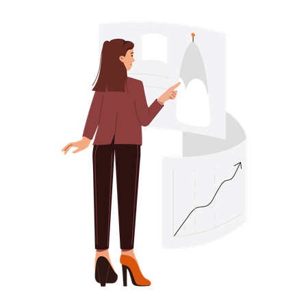 Woman Doing Growth Analysis  Illustration