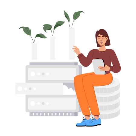 Woman doing growth analysis  Illustration