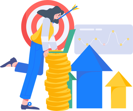 Woman doing Growth Strategy  Illustration