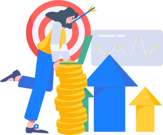Woman doing Growth Strategy  Illustration