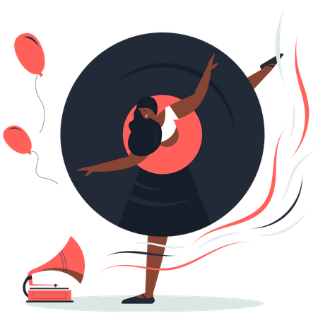 Woman doing Gymnastics on music  Illustration