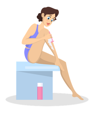 Woman doing hair removal procedure on the leg  Illustration