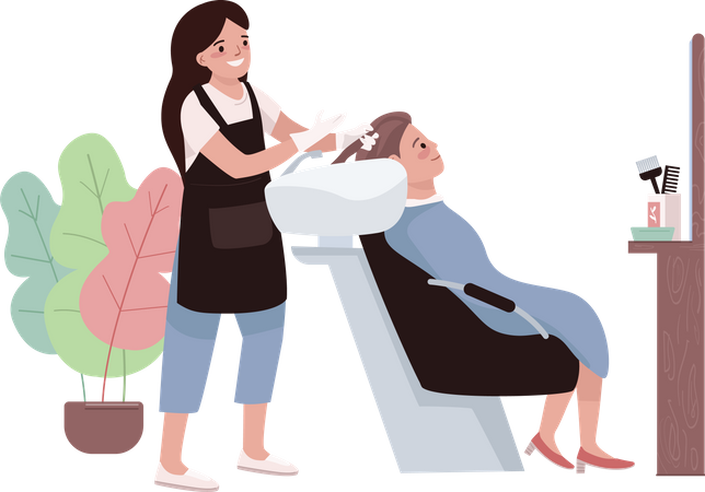 Woman doing Hairdressing  Illustration