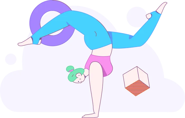 Woman doing hand stand  Illustration