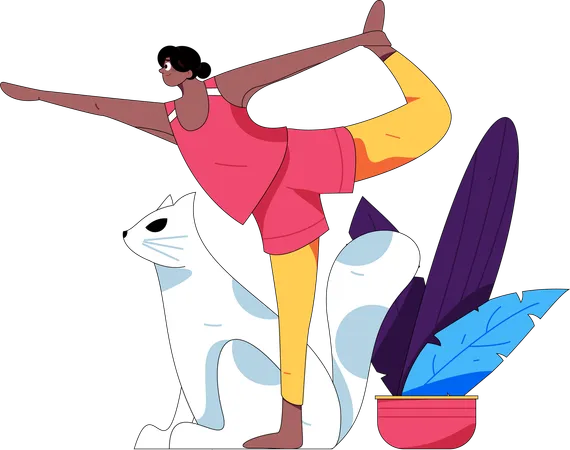 Woman doing hand stand in morning  Illustration