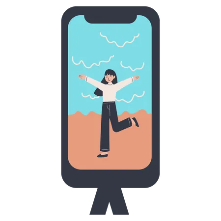 Woman doing handphone video recording  Illustration