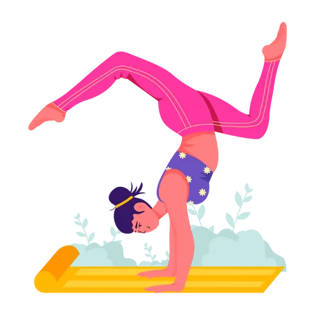 Woman doing Handstand Asanas  Illustration