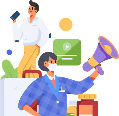 Woman doing healthcare marketing  Illustration