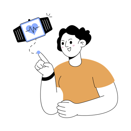 Woman doing heart rate monitoring  Illustration
