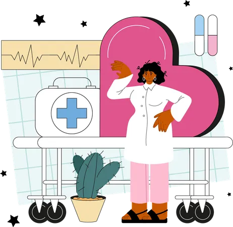 Woman doing heart treatment  Illustration