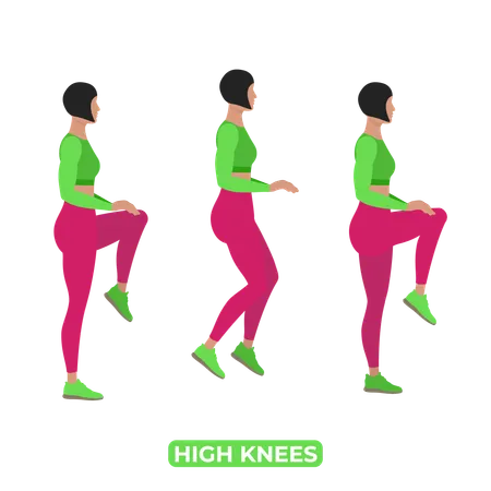 Woman Doing High Knees  Illustration