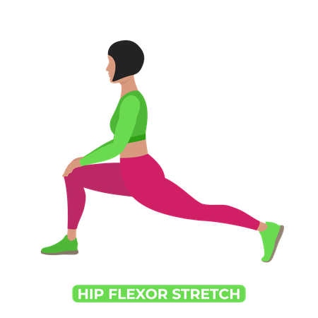 Woman Doing Hip Flexor Stretch  Illustration