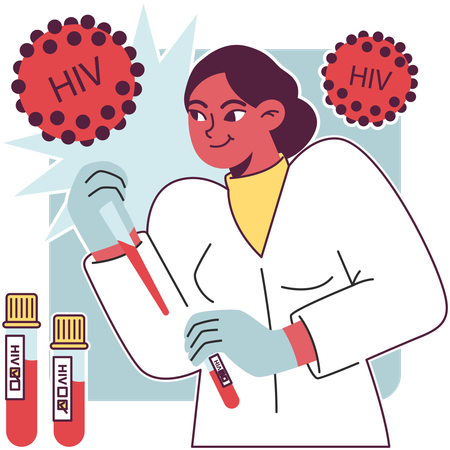 Woman doing hiv testing in laboratory  Illustration