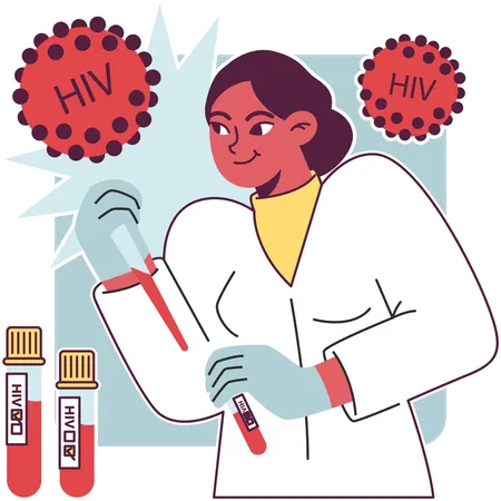 Woman doing hiv testing in laboratory  Illustration