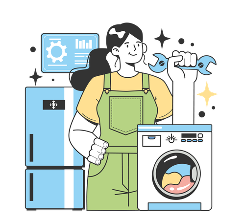 Woman doing home application service  Illustration