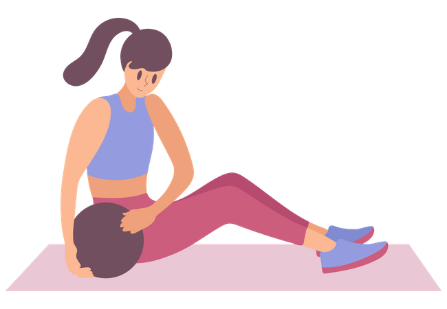Woman doing home exercise Illustration