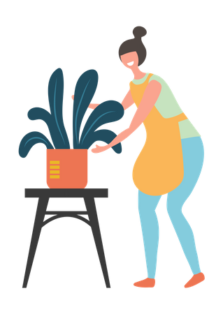 Woman doing home gardening  Illustration