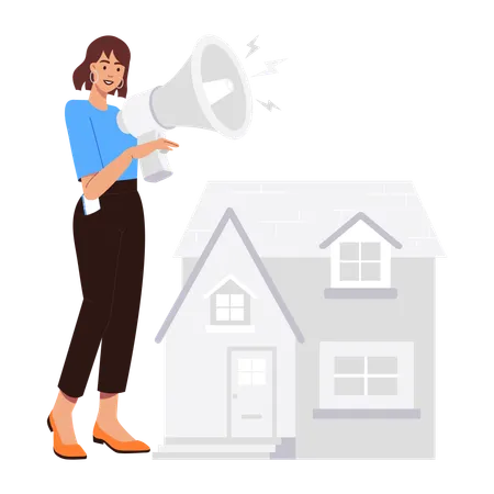 Woman doing Home Marketing  Illustration