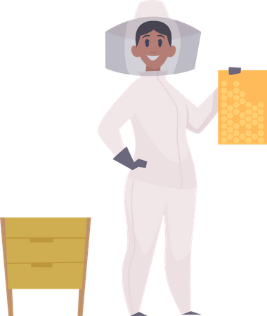 Woman doing honey production  Illustration