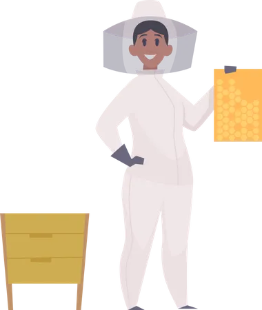 Woman doing honey production  Illustration