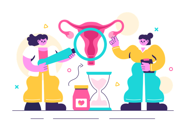 Woman doing hormonal replacement therapy  Illustration