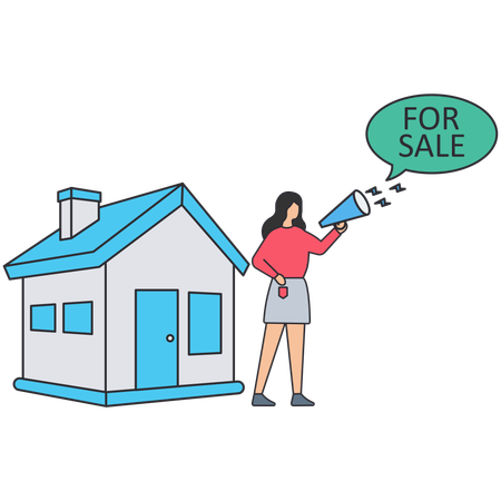 Woman doing house promotion  Illustration