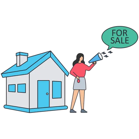 Woman doing house promotion  Illustration