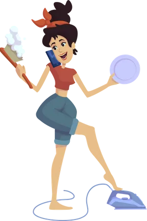 Woman doing housework  Illustration