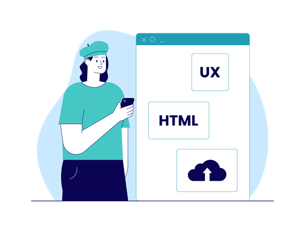 Woman doing html coding  Illustration