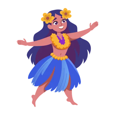 Woman doing Hula dance  Illustration