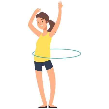 Woman doing hula hoop  Illustration