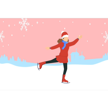 Woman  doing ice skating  Illustration