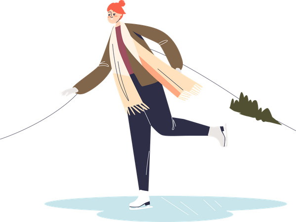 Woman doing ice skating  Illustration