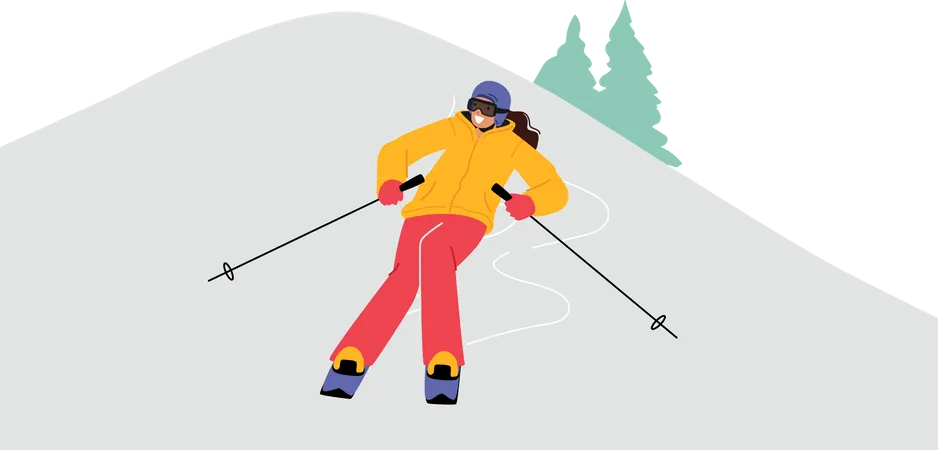 Woman doing ice skiing  Illustration