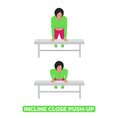 Woman Doing Incline Close Push Up  Illustration