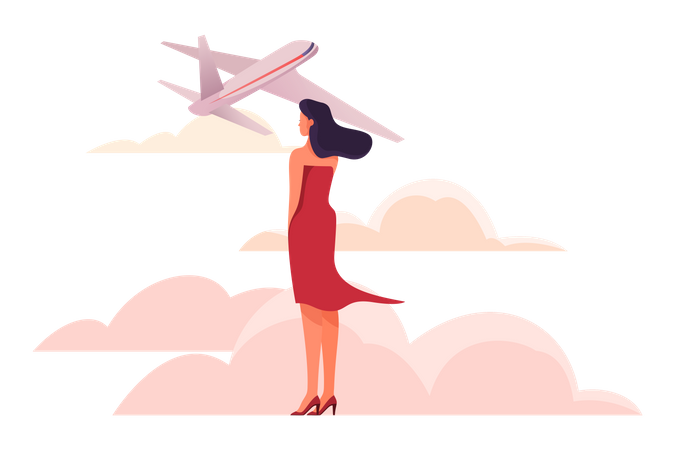 Woman doing international travel  イラスト
