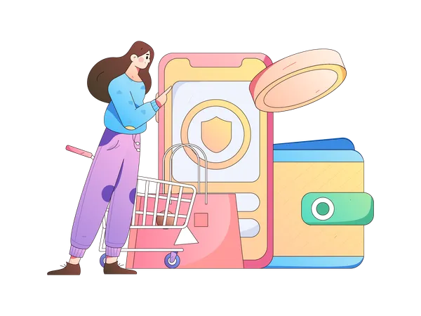 Woman doing internet shopping  Illustration