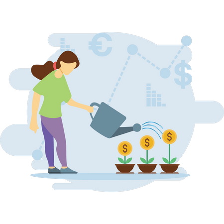 Woman doing investment Illustration
