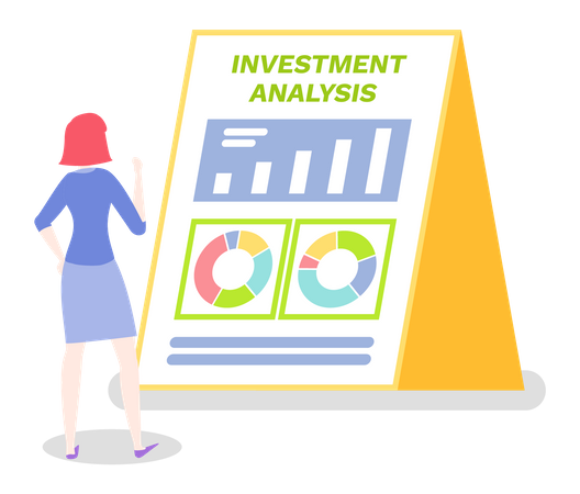 Woman doing investment analysis  Illustration