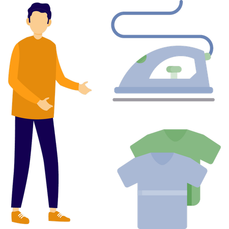 Woman doing iron clothes  Illustration